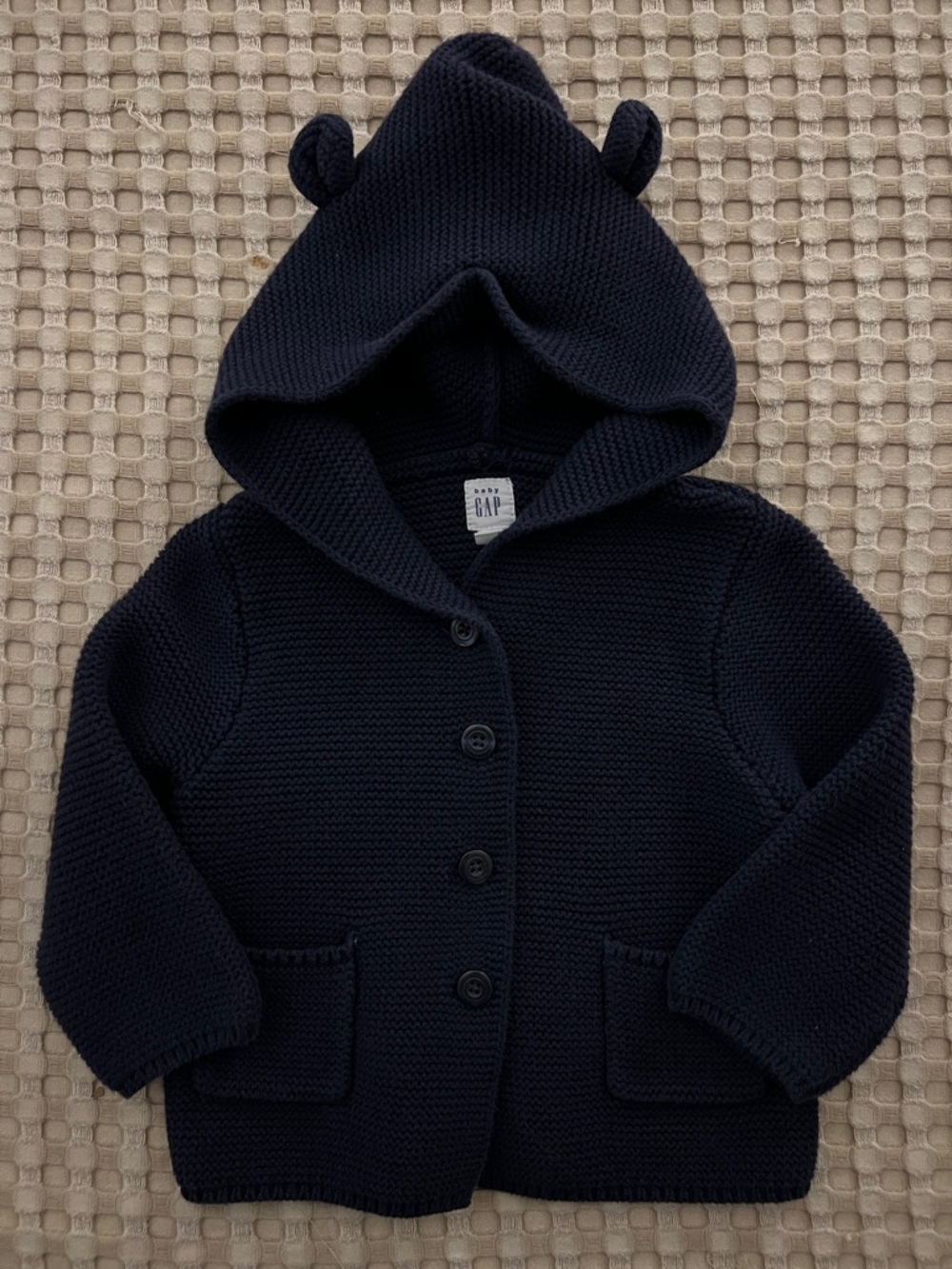 GAP Dark Navy Hooded Baby Sweater with Bear Ears
